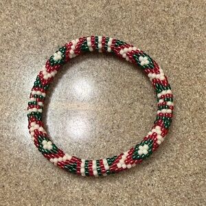 Handcrafted Beaded Bracelet - Red and Green